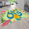Floral Cobra Rug, 6x8ft, Green Floral Rectangular Print for Girls Room Decoration, Low Pile, Easy to Clean, Suitable for Living Room and Bedroom