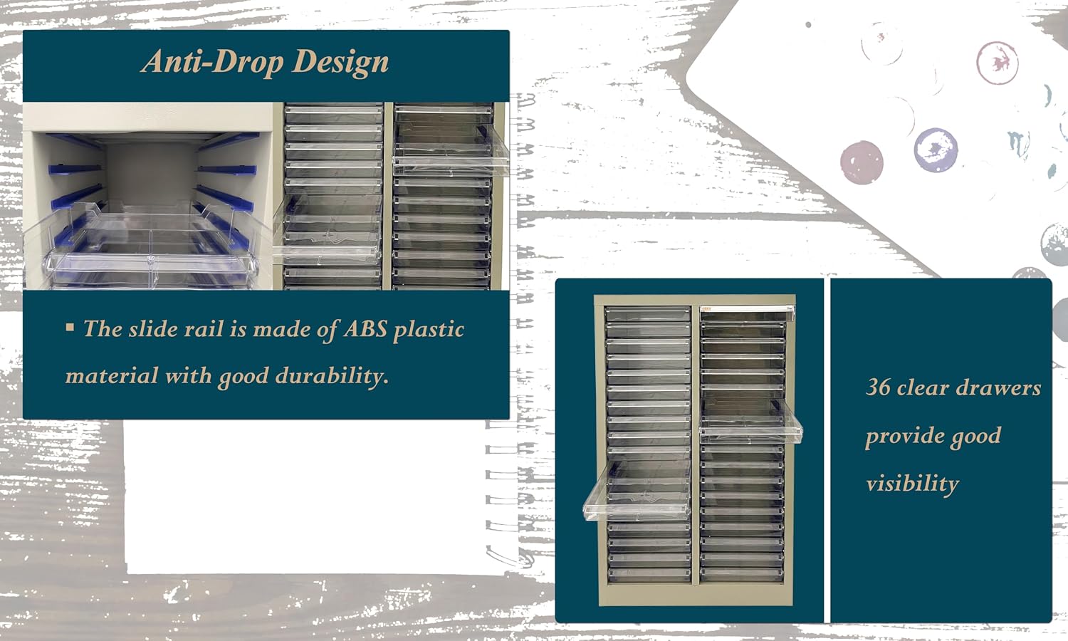 File Cabinet Parts Cabinet Plastic Drawer Storage with 36 Small Clear Transparent Drawers 12.8 * 9.25 * 1.57inch for Documents Makeup Salons Offices Legos Beads Lateral