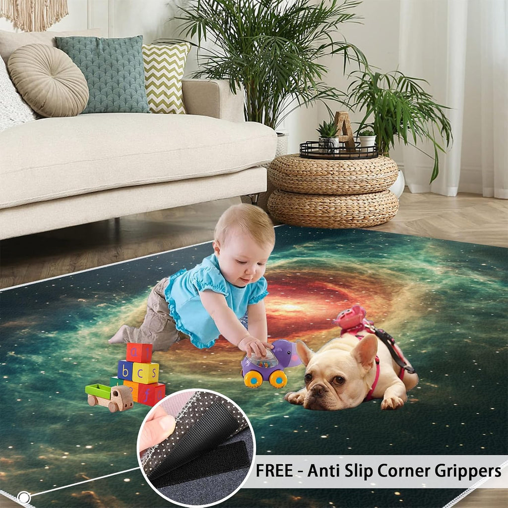 6x8 Cosmic Nebula Area Rug - Space Large Rugs for Living Room, Galaxy Carpet Area Rug for Girls Bedroom Kids Room Basement Office Classroom