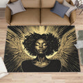6x8 Black Women Area Rug - Mysterious Angel Large Rugs for Living Room, Retro American Woman Carpet Area Rug for Girls Bedroom Kids Room Basement Office Classroom