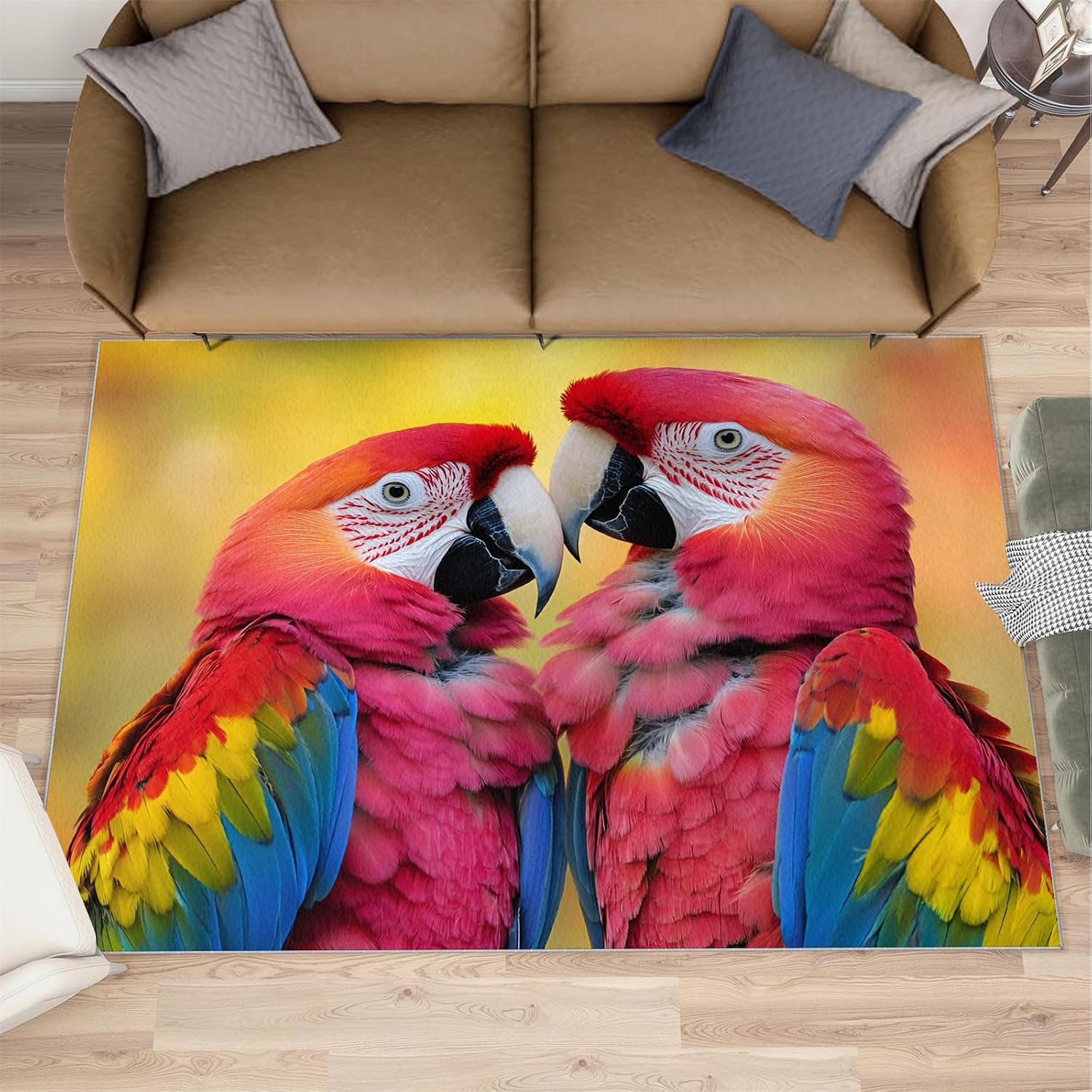 Colorful Parrots Rug - Large Rug 6x8 - Intimate Parrots Rugs for Living Room - Soft & Non Slip & Washable Rugs for Bedroom, Realistic Birds Carpets for Dining Room Lounge Girls Room