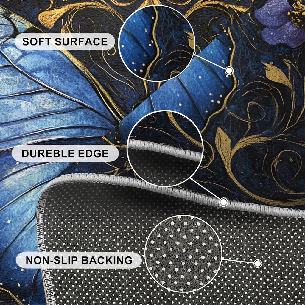 Butterfly Rugs for Bedroom, Luxury Decor Rug 6x8, Retro Exquisite Decor Dining Room Rugs Washable & Non Slip Large Carpet for Home Decor