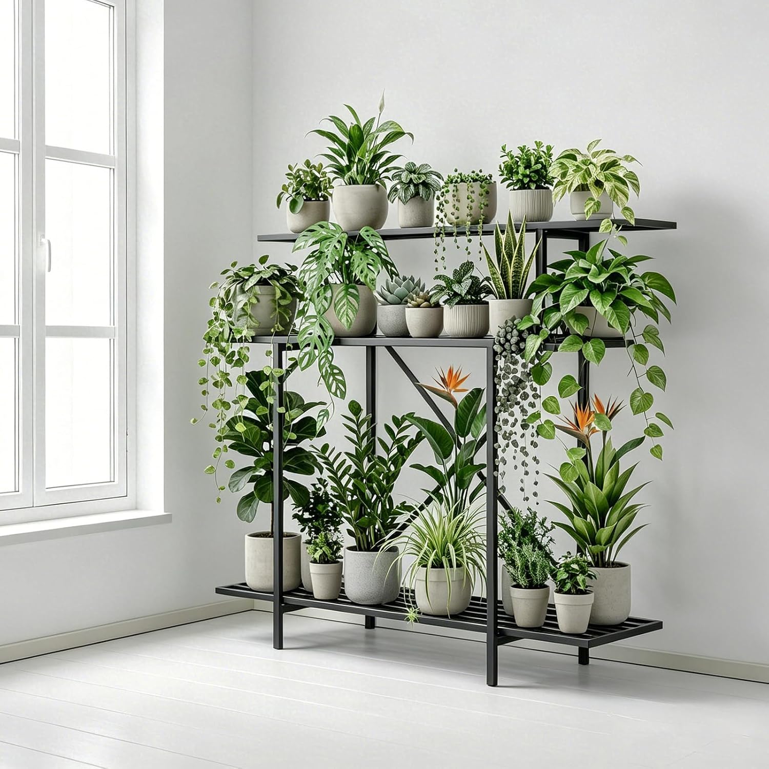 Zhongma 3 Tier Heavy Duty Plant Stand (L45.67 x W17.32 x H39.37)