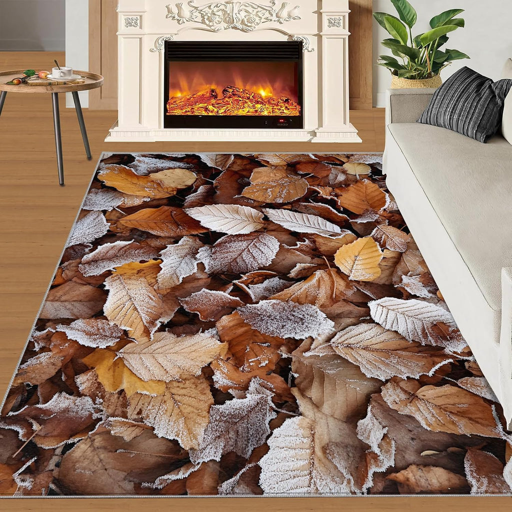 6x8 Fallen Leaf Classroom Rugs - Dead Leaves Playroom Rug, Natural Autumn Leaves Carpet Area Rug for Girls Bedroom Kids Room Basement Office Classroom