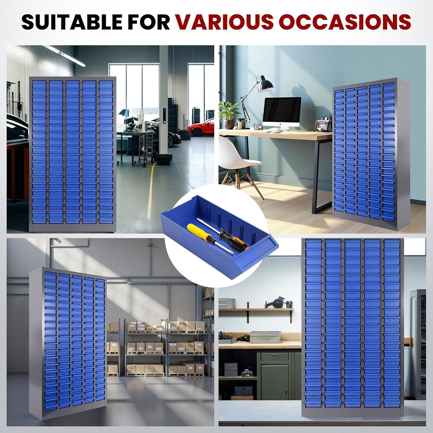 Small Parts Storage Organizer Parts Cabinet Screw Hardware Electronics Nuts Bolts Organizer Shelves Bin Tool with ABS Material Drawer Label Stickers for Garage Workshop Craft Art Hobby (100 Drawers)