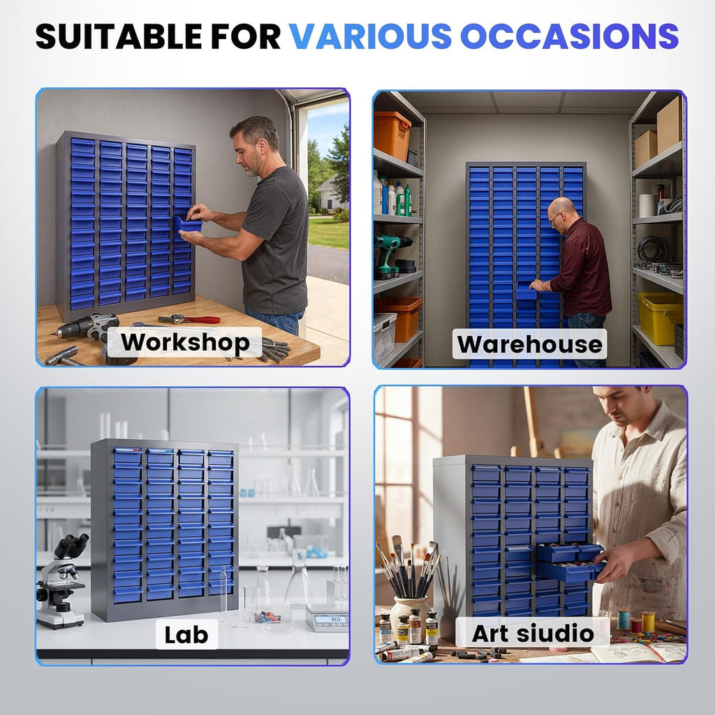 40-Drawer Small Parts Organizer, Metal Nut and Bolt Organizer, Bolt Bin with Alloy Steel Construction Outer Frame, Freestanding Storage Cabinet with Labels for Garage Workbench, Shop & Crafts