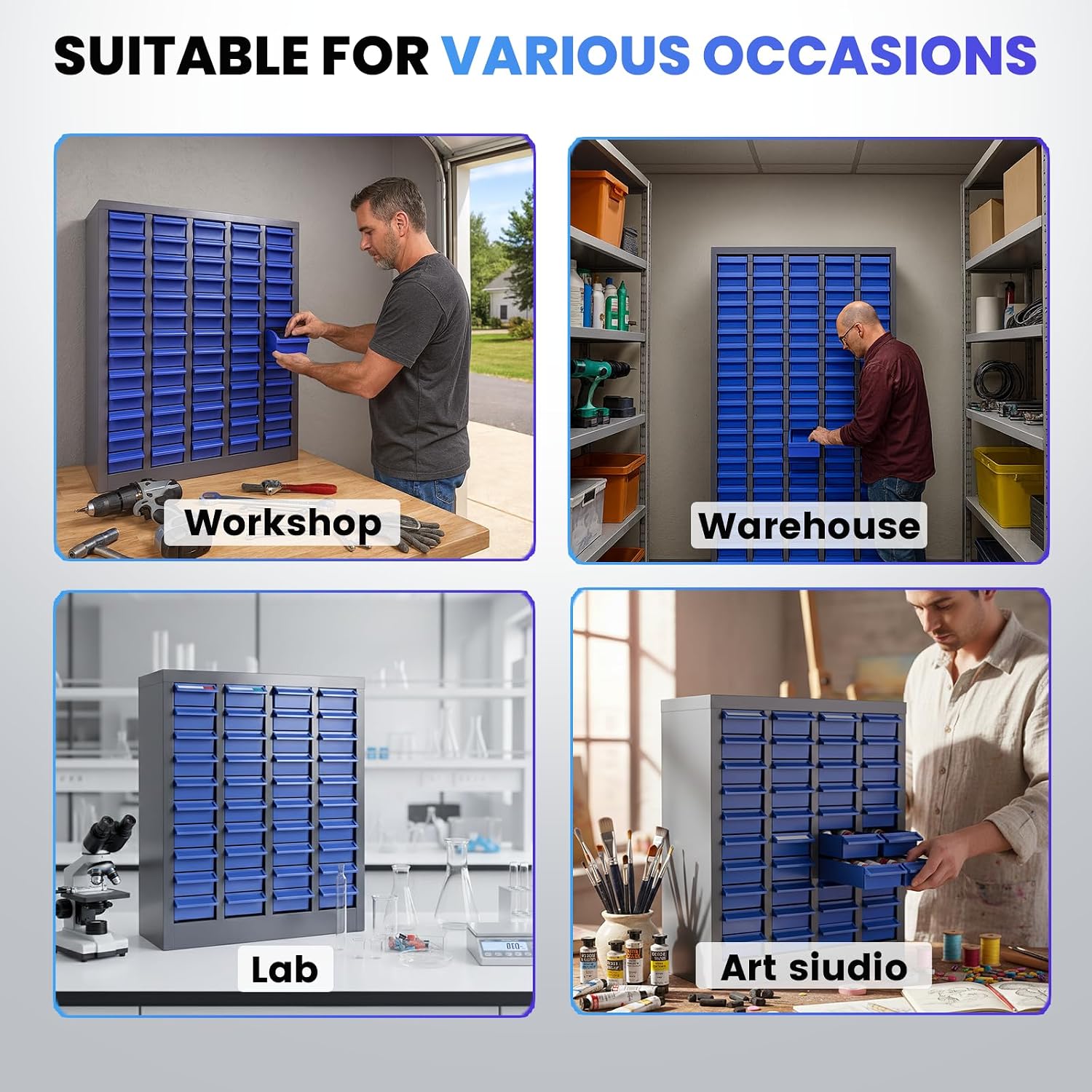 40-Drawer Small Parts Organizer, Metal Nut and Bolt Organizer, Bolt Bin with Alloy Steel Construction Outer Frame, Freestanding Storage Cabinet with Labels for Garage Workbench, Shop & Crafts