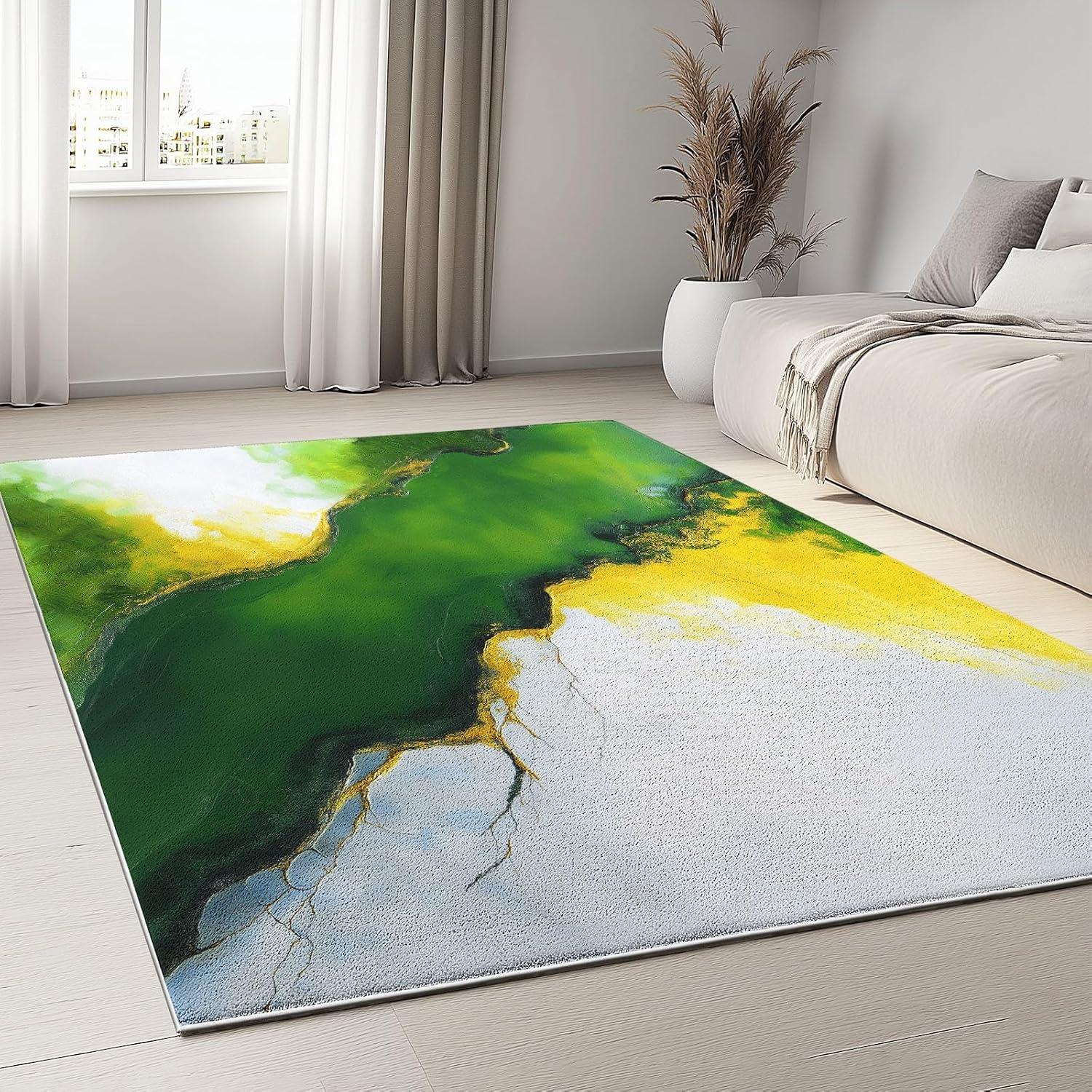 Abstract Art Soft Print Area Rug 5' x 7', Luxury Marble River Print Decor Washable Rug Non Slip Carpet Absorbent Mat for Kitchen Living Room Bedroom Entrance Carpet