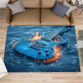 Guitar Rug 5.3x6.6, Cool Guitar Rugs for Bedroom, Rock Music Rugs for Living Room, Washable Area Rug for Boys Girls Room, Non Slip & Low Pile Carpet