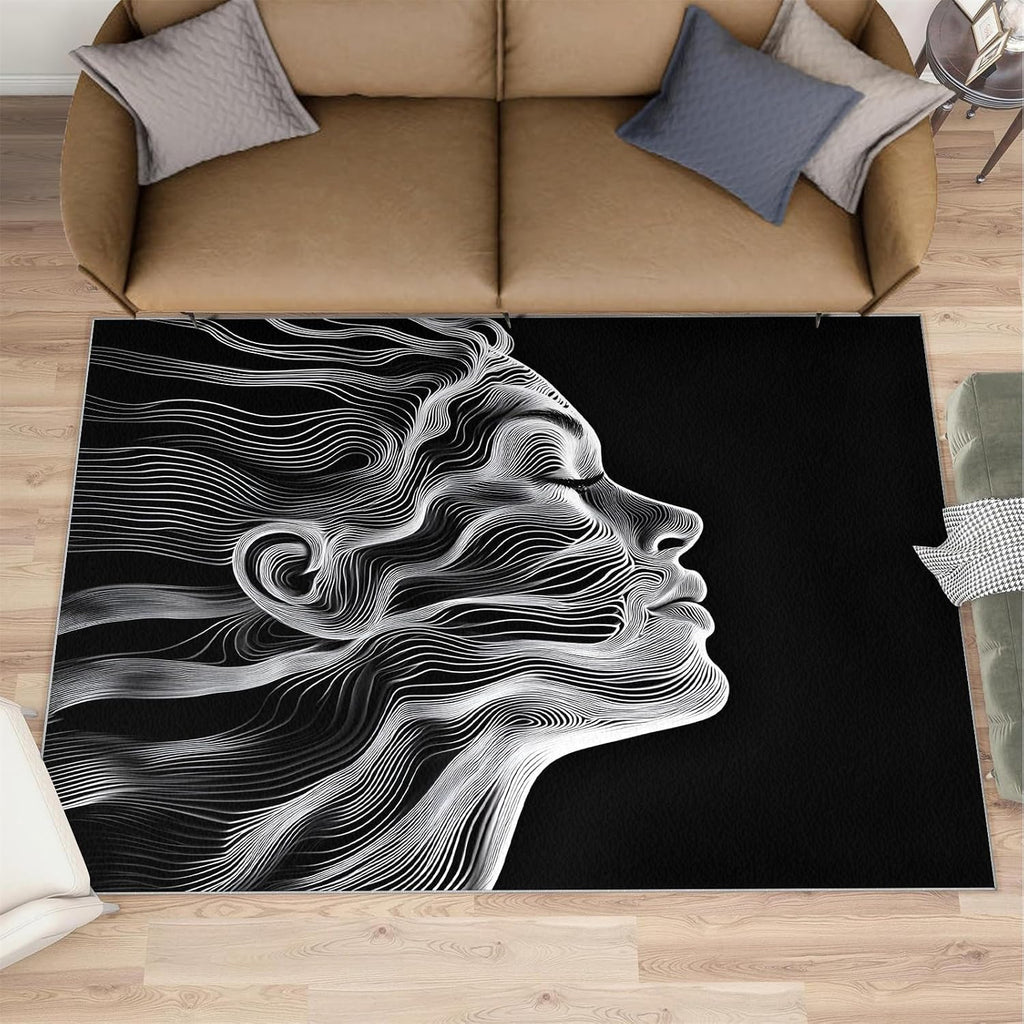 6x8 Abstract Woman Classroom Rugs - Line Art Playroom Rug, Minimalism Carpet Area Rug for Girls Bedroom Kids Room Basement Office Classroom