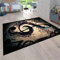 Retro Musical Note Area Rug, 6x8ft, Black, Suitable for Boys and Girls Room Decoration, Washable Soft Low Pile Rug for Hallway Music Room