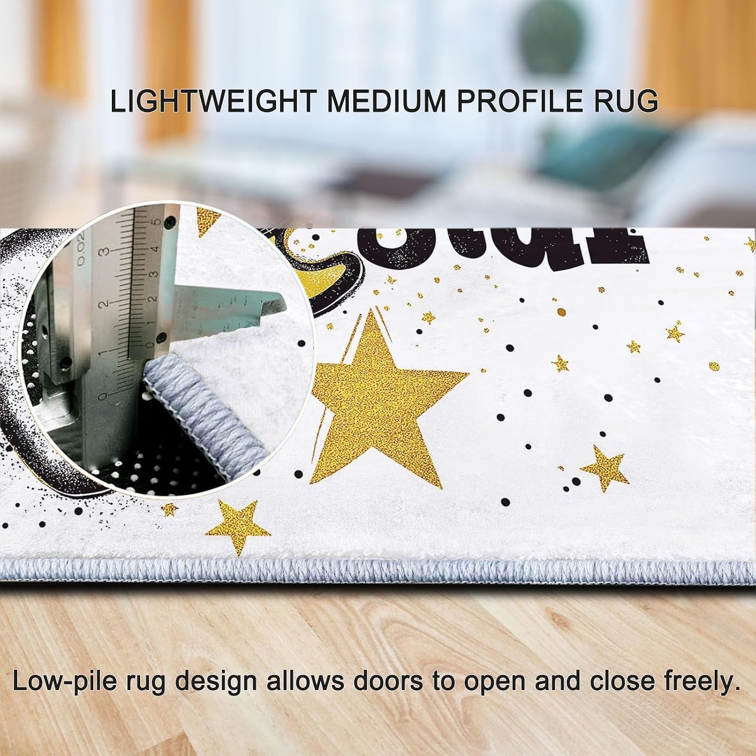 Washable Rug 5x8 ft Area Rug Guitar Rock Instrument, Living Room Non Slip Carpet, Machine Washble Soft Low Pile Bedroom Lightweight Carpet for Home Dinning Room