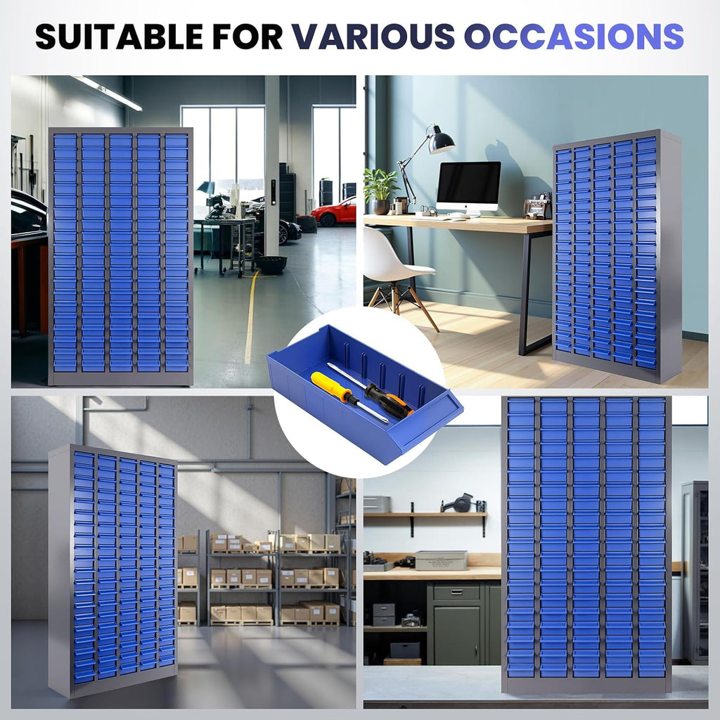 100 Drawer Small Parts Storage Cabinet, 26'X 9'X 46' Nut and Bolt Organizer Cabinet with Dividers & Labels, Bolt Bin with Removable ABS Drawers, Durable Tool Storage Cabinet for Garage & Workshop Use