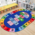 Large Oval Children's Game Area Rug,6x8ft,Cartoon Color Letter Hopscotch Rug,Elementary School Kindergarten Classroom Decorative Rug, Suitable for Children's Room Game Non-Slip Crawling Mat