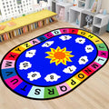 Kids Play Area Rug,6x8ft,ABC Letters and Numbers Colorful Rug, Sunflower Oval Living Room Rug, Baby Toddler Early Crawling Play Non-Slip Rug for Playroom Nursery Kids Bedroom Mat