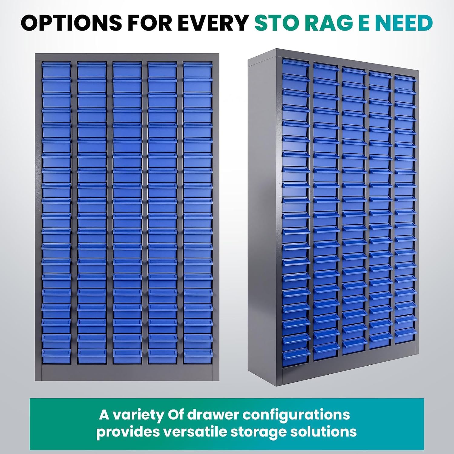 100-Drawer Nut and Bolt Organizer, Small Parts Organizer with Alloy Steel Frame & ABS Drawers, Bolt Bin for Garage, Teacher Toolboxes, Makeup & Workshop, Tool Hardware Storage (100-grid drawer)