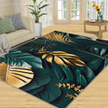 6x8 Rug Green Gold Leaves Art Non-Slip Kids Rug, Tropical Palm Leaves Upholstery Rug with Non-Slip Backing for Kids Boys Girls Bedroom Living Room Dining Room Study