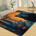 Black Bear Rug for Kids Room - 6x8 Large Rug, Forest Animal Rugs for Bedroom Flame Jungle Area Rugs for Living Room Home Decor Washable Rug