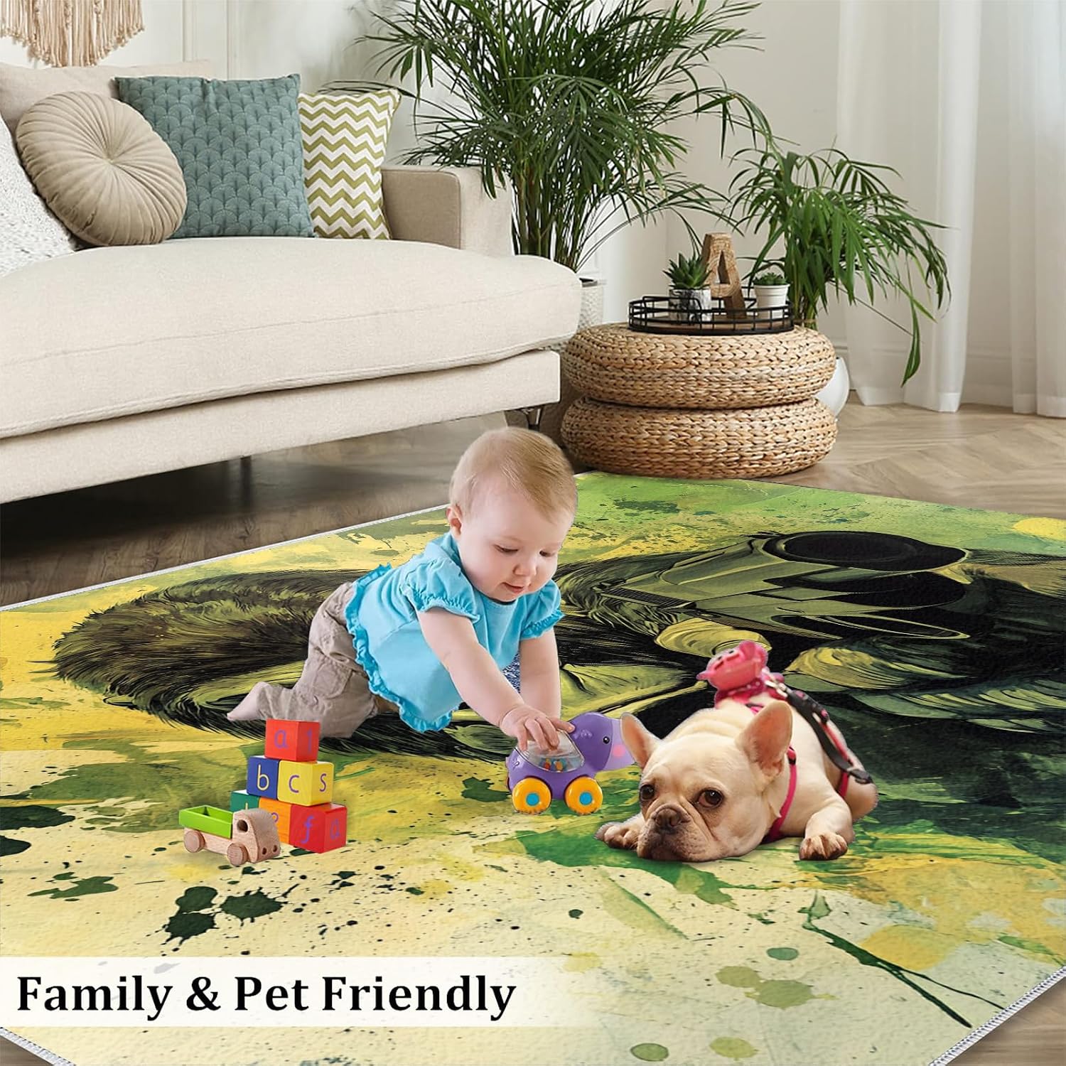 6x8 Gorilla Area Rug - Chimpanzee Large Rugs for Living Room, War Gorilla Carpet Area Rug for Girls Bedroom Kids Room Basement Office Classroom