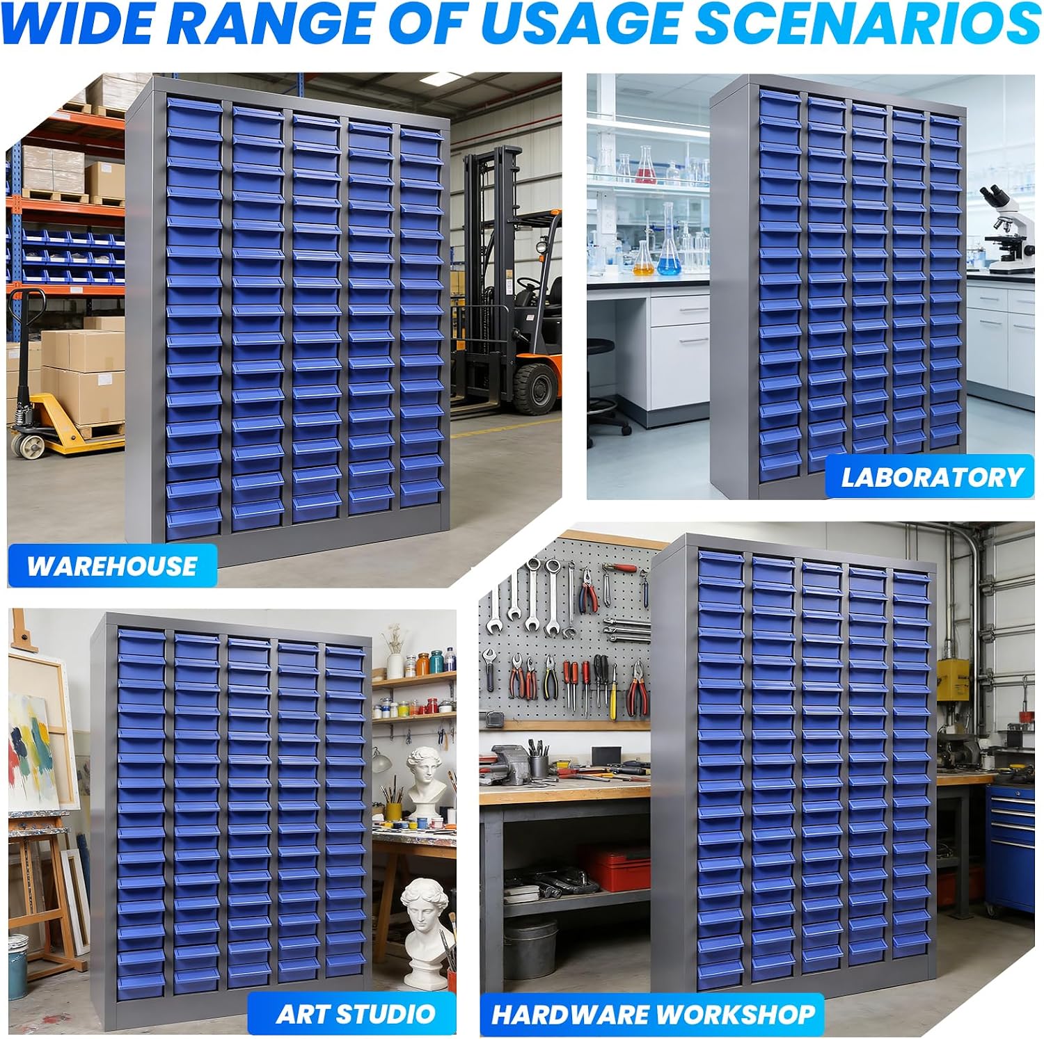 75 Drawers Bolt and Nut Organizer, Stainless Steel Part Cabinet & Tool Storage Cabinet, Bolt Bin Cabinets with ABS Drawers, Shelves & Label Stickers for Workshop Garage Hardware Storage