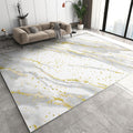 White Gray Marble Texture Area Rug, Light Luxury Gold Geometric Stripe Indoor Non-Slip Kids Rugs, Machine Washable Breathable Durable Carpet for Front Entrance Floor Decor,6 x 8ft