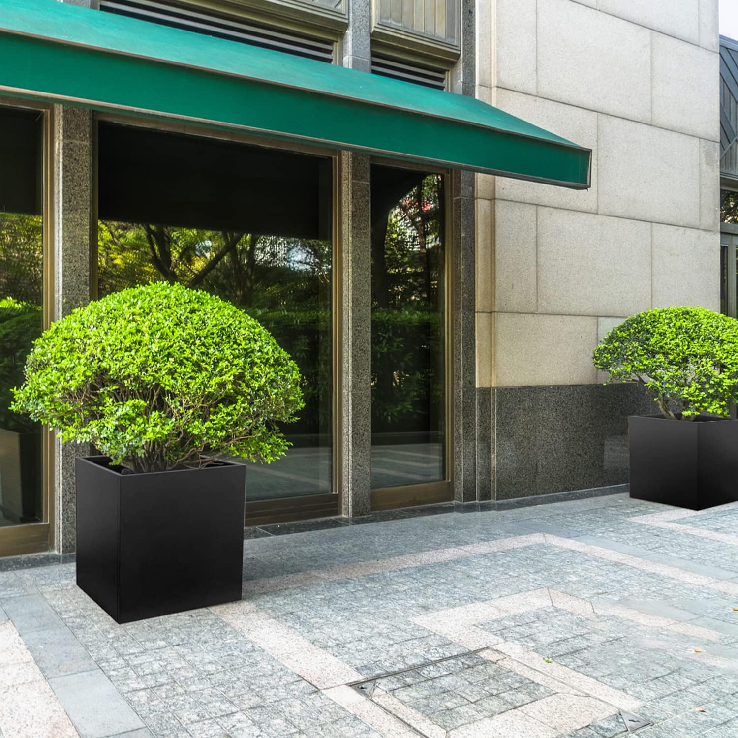 Galvanized Steel Planter Box Black Metal Planter 24Inch Large Square Indoor Outdoor Planters Cube Steel Heavy Duty Planter Powder Coating Modern Commercial Residential for Plants, Patio, Yard, Garden
