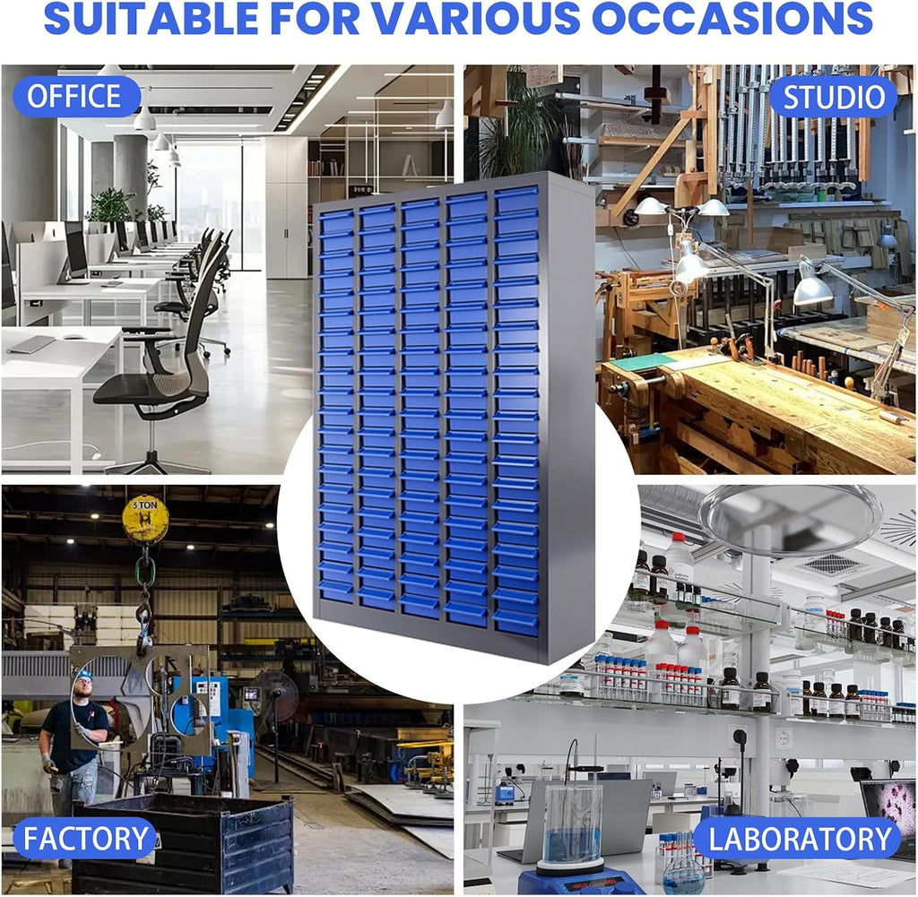 ABS-100 Drawers Nuts and Bolts Organizers and Storage,26'x9'x46'Bolt Bins Organizer, Hardware Parts Cabinet Organizer with Shelfs Labels for Tool,Hardware Storage,Blue