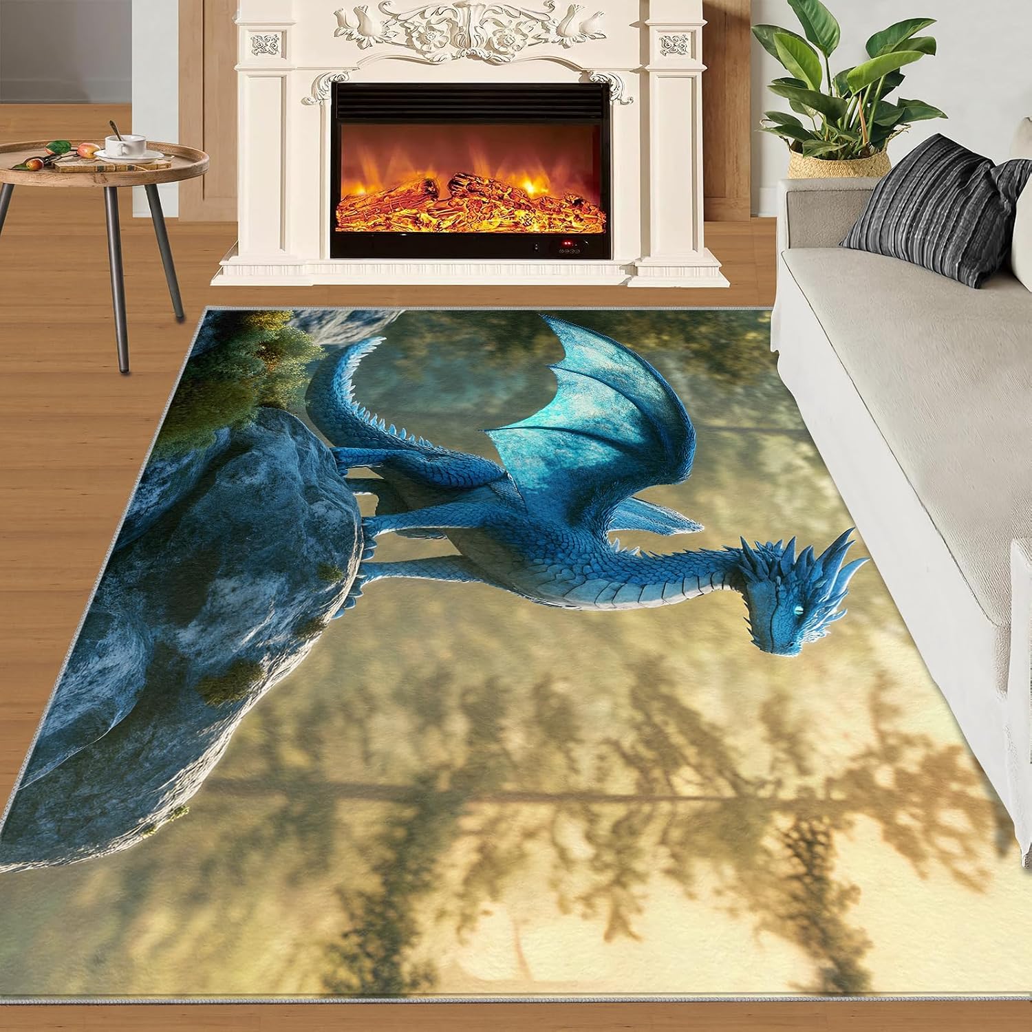 Dragon Rug, Fantasy Animal Rugs for Bedroom 5x7 Rug, Dragon Area Rug, Rugs for Living Room, Non Slip Washable Carpet for Kids Room Home Decor