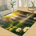 Natural Waterfall Rug - 6x8 Rug, Green Forest Area Rugs for Bedroom, Natural Scenery Rugs for Living Room, Landscape Washable Carpet, Waterfall Home Decor & Gifts