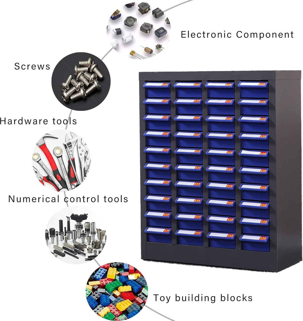 40 Drawer Storage Parts Cabinet Garage Organizer for Bolt Nut Storage Steel ABS/PS Material Drawer Size 7.6 * 3.8 * 1.85 Inch