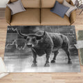 Cow Rugs for Bedroom, Bull Rug 6x8, Cattle Dining Room Rugs Washable & Non Slip Large Carpet for Home Decor