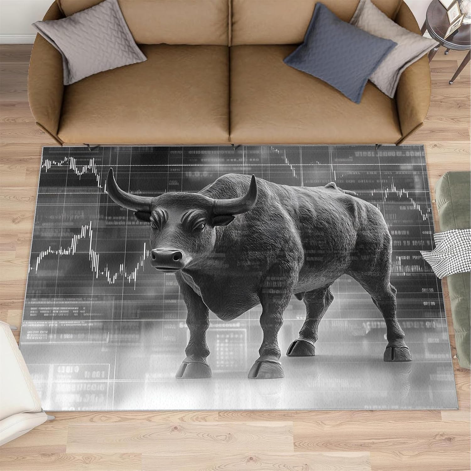 Cow Rugs for Bedroom, Bull Rug 6x8, Cattle Dining Room Rugs Washable & Non Slip Large Carpet for Home Decor