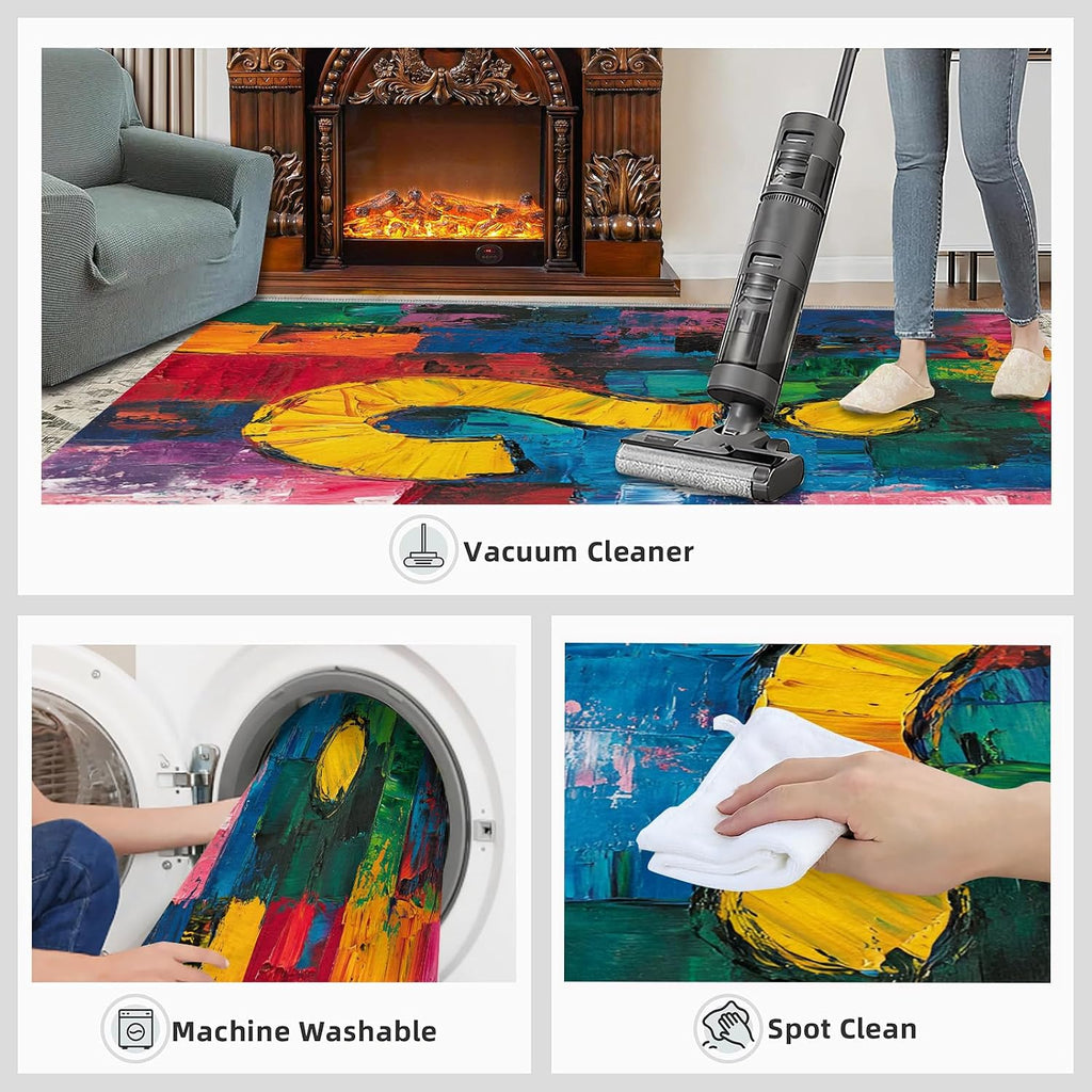 6x8 Color Blocks Area Rug - Mosaic Large Rugs for Living Room, Abstract Oil Painting Carpet Area Rug for Girls Bedroom Kids Room Basement Office Classroom
