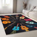 Area Rug 6x9 ft Washable Living Room Rug, Music Instrument Guitar Color Soft Indoor Non Slip Low Pile Large Area Rug, Carpet for Bedroom, Bedside, Kids Room, Office, Dining Room