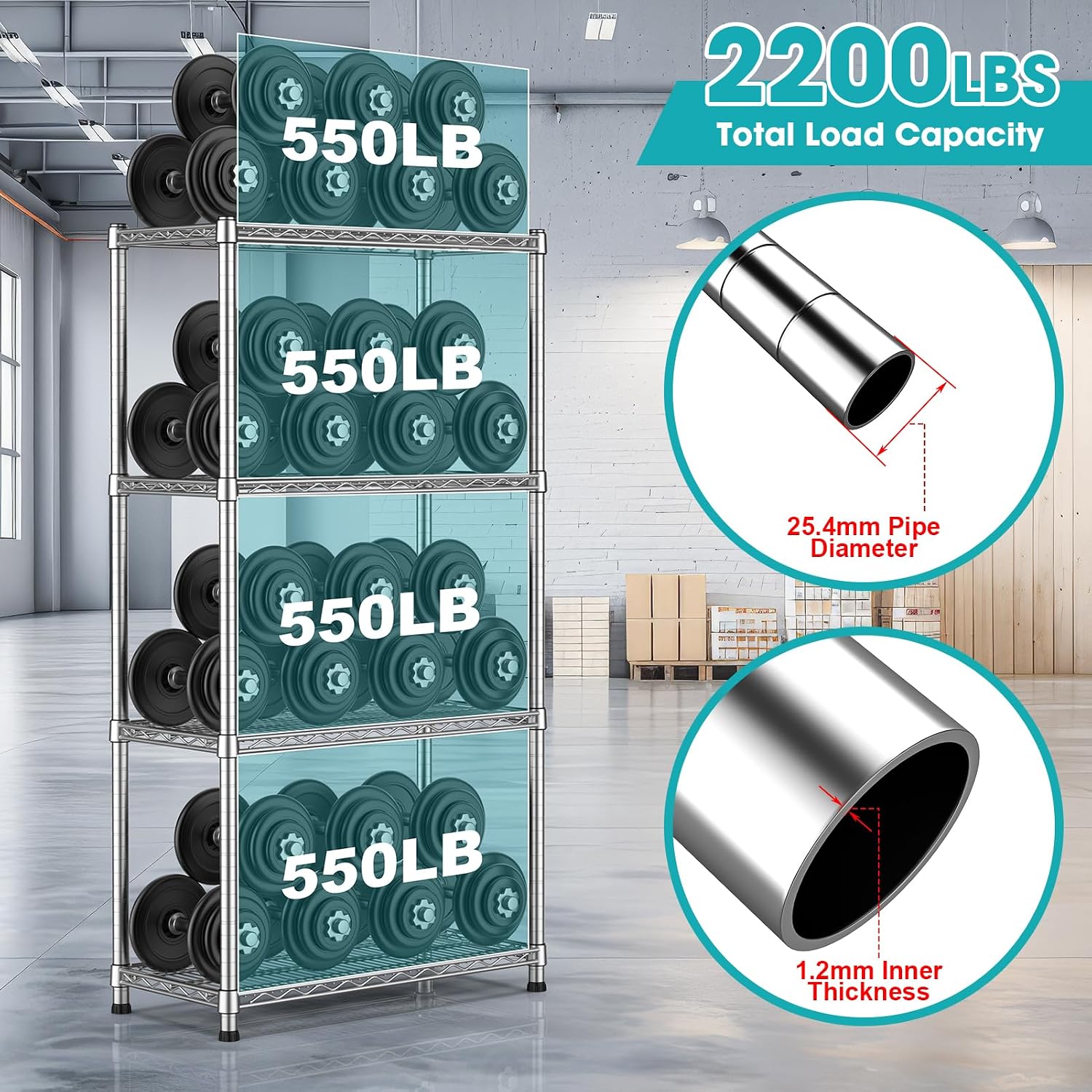 Heavy Duty Wire Shelving Unit 4-Tier Adjustable Metal Storage Rack Steel Shelves Metal Wire Shelf for Pantry Laundry Room Closet Garage Kitchen 2200 lbs Capacity 13.8'D x 30'W x 59'H