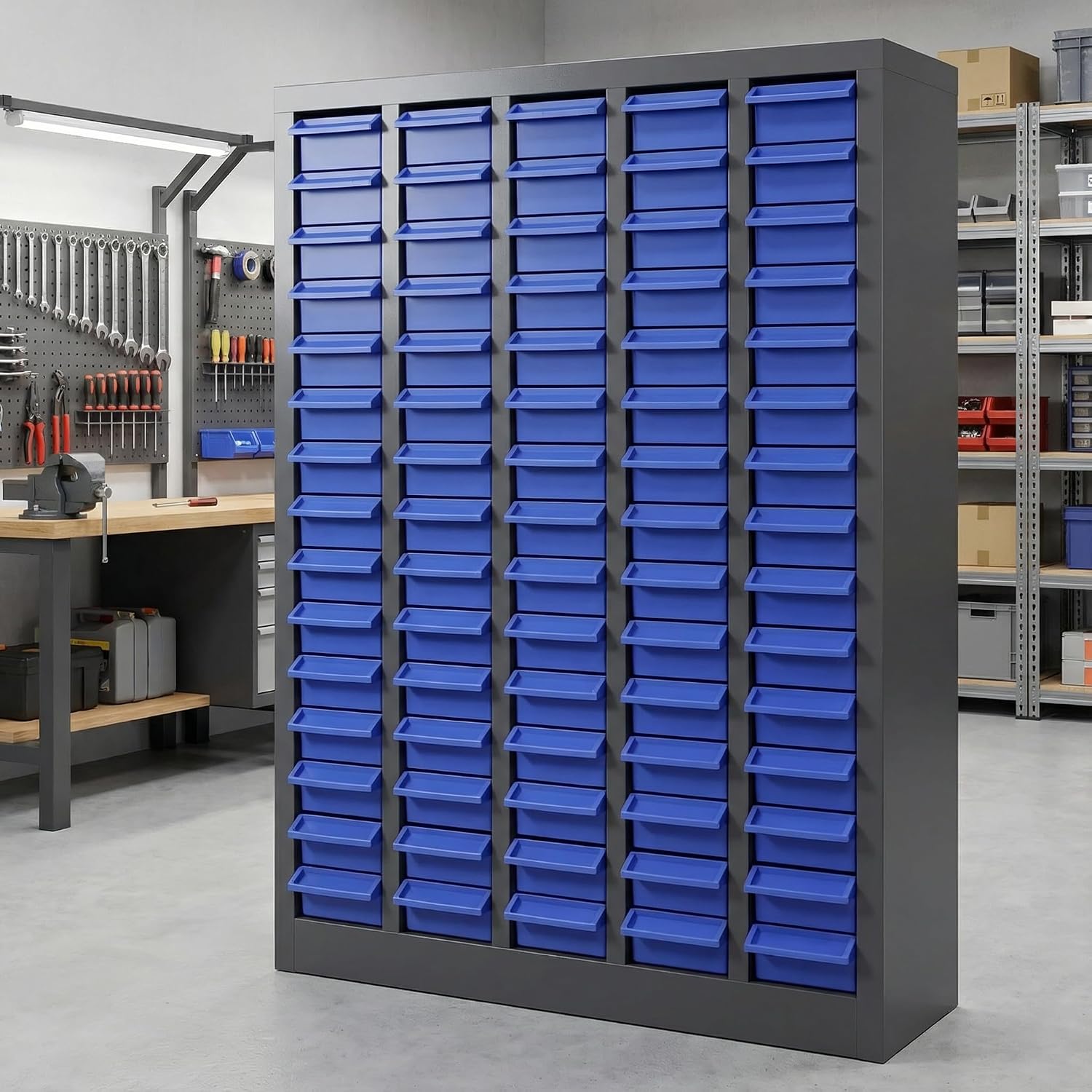 75 Drawers Parts Cabinet, Alloy Steel Nut and Bolt Organizer, Bolt Organizer with Adjustable Shelves and Label Stickers for Workshop Garage Tool and Hardware Storage and Organizers