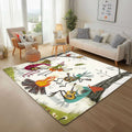 Anime Ants Washable Area Carpet 5x6ft Musical Instrument Guitar Living Room Rugs Non-Slip Rugs White Bedroom Rug Decorative Carpet, for Dining Room Dormitory Washable Rug