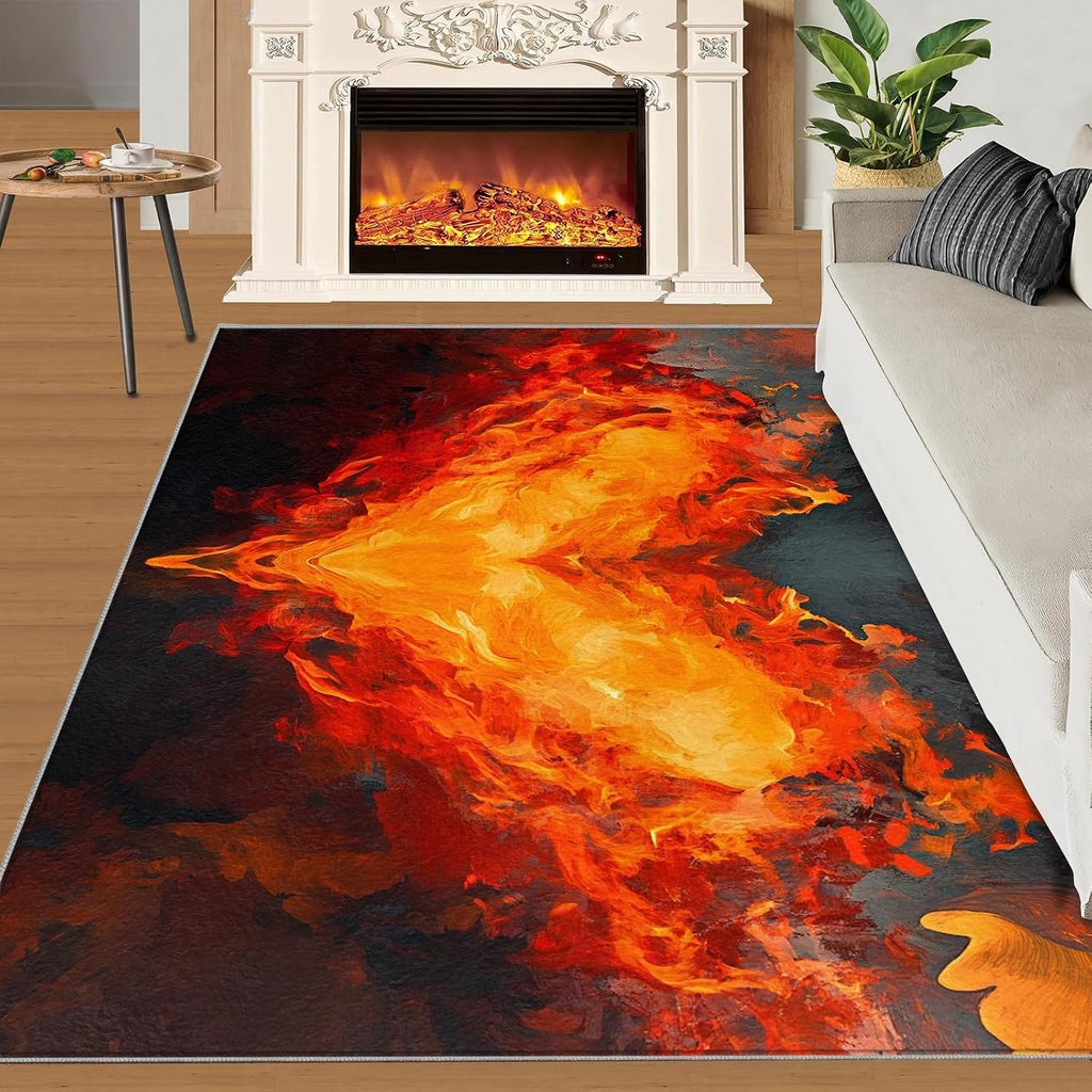 6x8 Flame Heart Classroom Rugs - Burning Heart Playroom Rug, Abstract Art Carpet Area Rug for Girls Bedroom Kids Room Basement Office Classroom