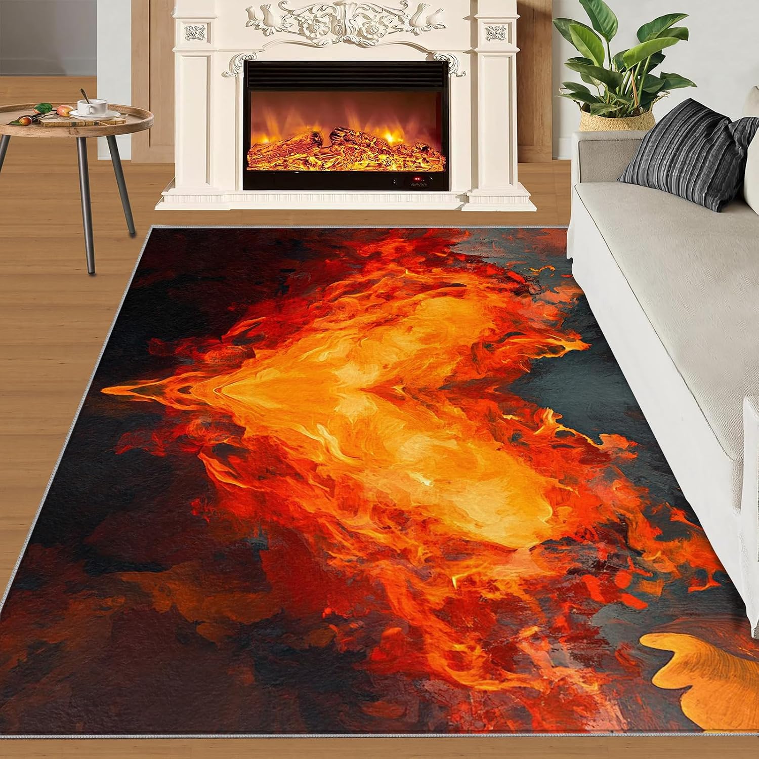 6x8 Flame Heart Classroom Rugs - Burning Heart Playroom Rug, Abstract Art Carpet Area Rug for Girls Bedroom Kids Room Basement Office Classroom