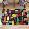 Colorful Geometry Area Rug, Geometric Color Blocks Rugs for Living Room, Low Pile Soft High Traffic Rugs for Bedroom Children's Room Dormitory Decor Floor Mat 6x8
