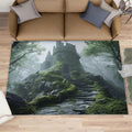 Castle Rug 6x8, Forest Rugs for Living Room, Ancient Castle Area Rug, Non Slip Washable Rugs for Bedroom Kitchen Dining Room Decor Carpet