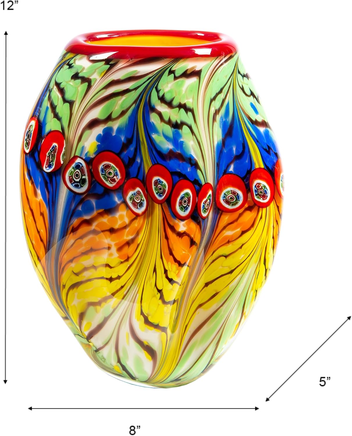 Dale Tiffany AV15209 Peacock Feather Hand Blown Art Glass Vase