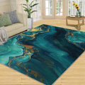 Modern Abstract Rug 6x8-6x8 Rug, Emerald Green Marble Area Rugs for Bedroom, Green Fluid Rugs for Living Room, Abstract Washable Mat, Contemporary Carpet, Marble Home Decor & Gifts