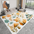 Indoor Non-Slip Area Rug 5 x 7 ft, Cartoon Style Washable Rug Watercolor Plants Animals Fox Low Pile Carpet for Living Room Entryway Kitchen Front Entrance Kids Room Door Mat Laundry