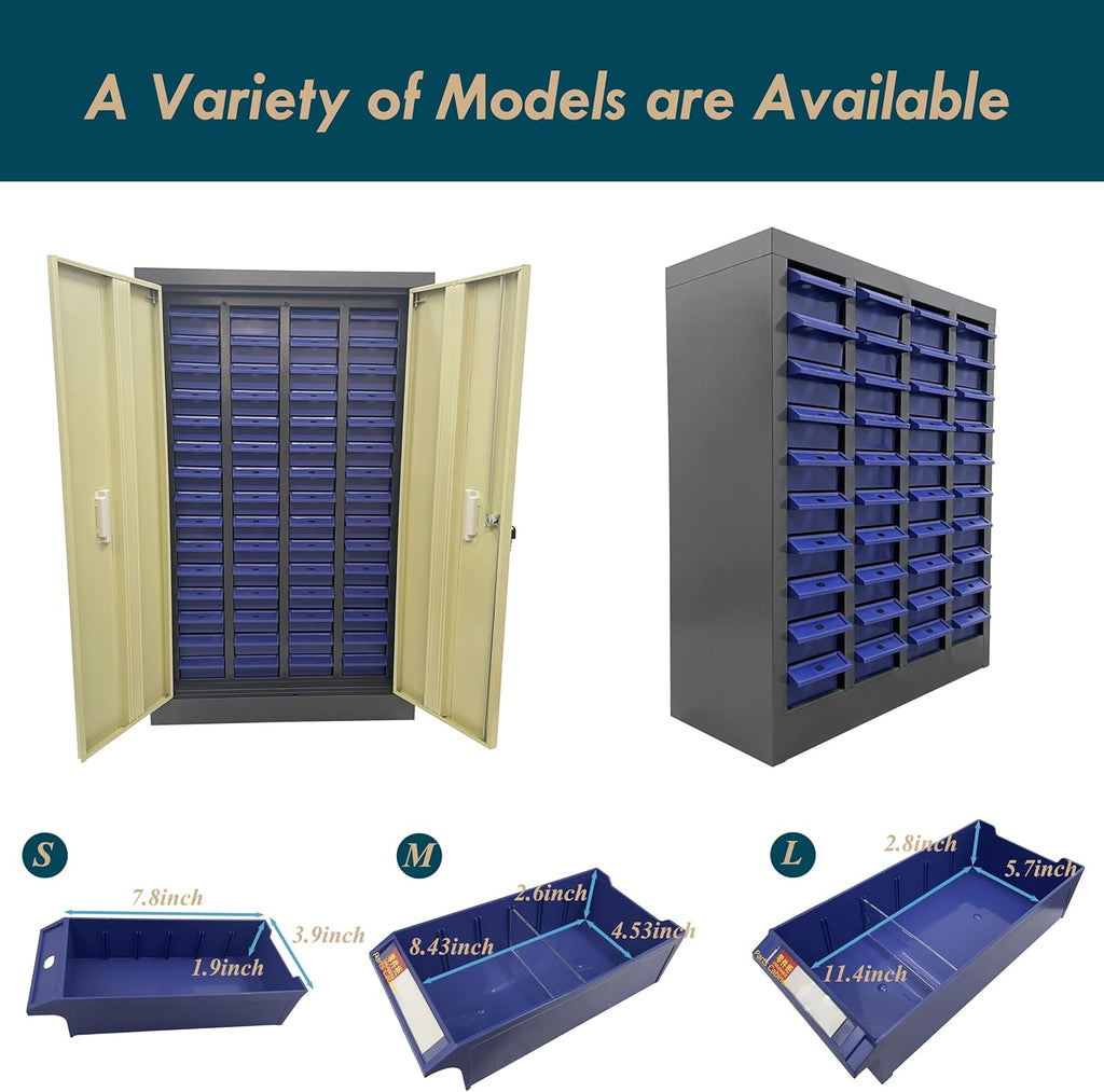 Parts Cabinet Screw Hardware Spare Parts Storage Organizer with 48 Medium Drawers 8.43 * 4.53 * 2.6 inch for Bolts Nuts Legos Beads Samples Metals Documents Garages Factories Offices