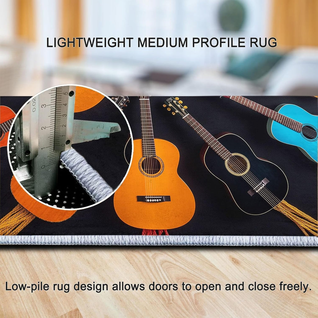 Rugs for Living Room 5x7 ft Area Rugs Music Instrument Guitar Color Machine Washable Rug Soft Carpet Low Pile Non Slip Large Rugs for Bedroom Nursery Office Dining Room Home Deco