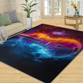 Guitar Rug 8x10-8x10 Rug, Ice and Fire Area Rugs for Bedroom, Music Rugs for Living Room, Boys Room Washable Mat, Rock Style Carpet, Guitar Home Decor & Gifts