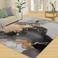 6x8 Rug Grey Marble Indoor Carpet, Luxury Gold Texture Decorative Carpet Non-Slip Large Area Easy to Clean, Suitable for Kids Boys Girls Living Room Bedroom Game Room