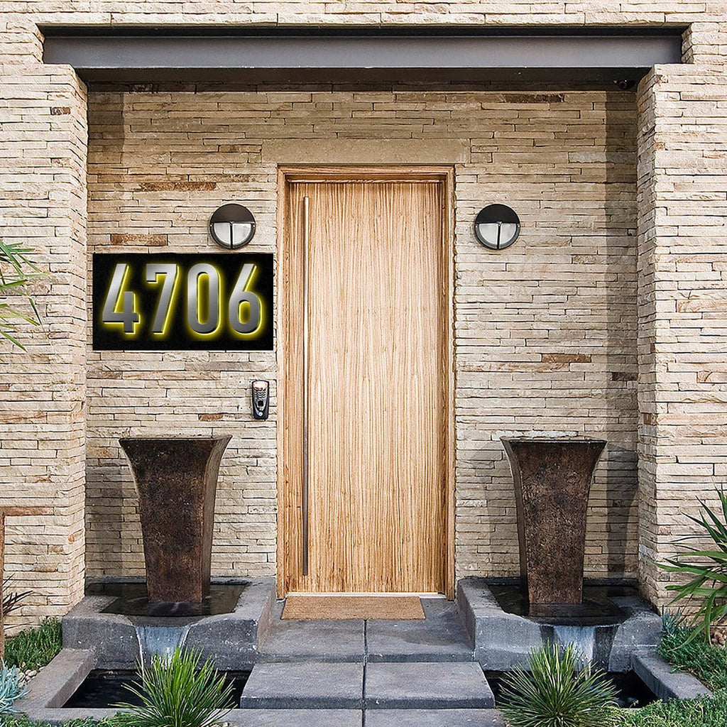 Backlit Illuminated LED Home Address Numbers, Up-Scale Modern Look, Stainless Steel Hand-Polished For House Address Signs, Lighted House Number For Outside,16 Inch/400mm,8