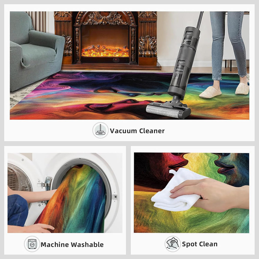 Female Profile Rug - 6x8 Rug, Abstract Woman Area Rugs for Bedroom, Modern Rugs for Living Room, Woman Washable Mat, Art Carpet, Female Profile Home Decor & Gifts